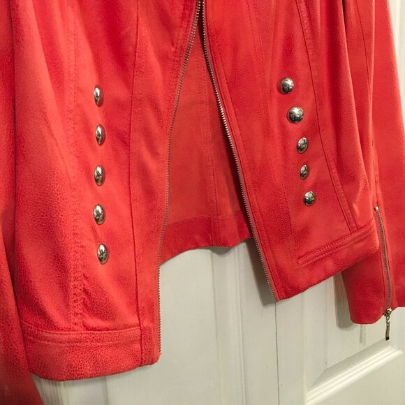 Lena Gabrielle Faux Leather Coral Moto Jacket - Picture 4 of 8
